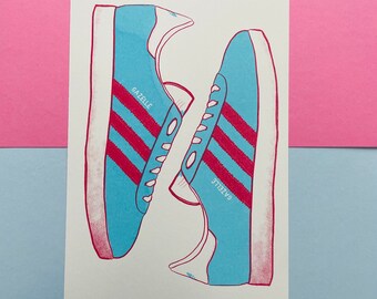 Claret & Blue Gazelle Risograph Print