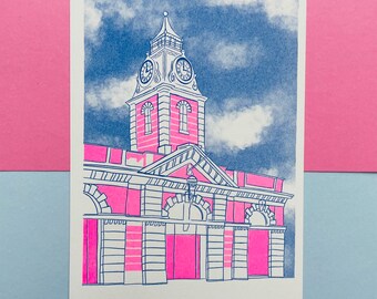 Crewe Market Hall Risograph Print