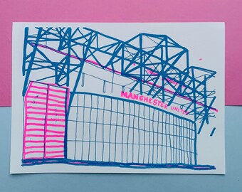 Old Trafford Stadium Riso Print