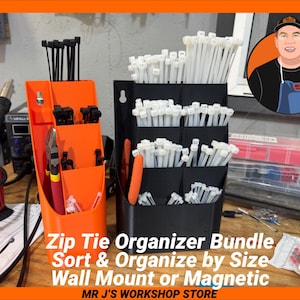 Organizador de montaje en pared con imán para sujetar bridas, tamaño estándar y compacto