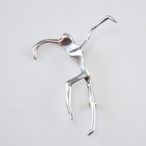 Large Modernist Sterling Silver Dancer Brooch