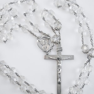 Vintage AFCO Sterling Silver Crystal Rosary Beads