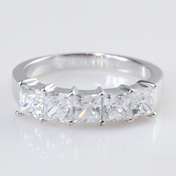 Designer Sterling Silver Princess Cut CZ Ring