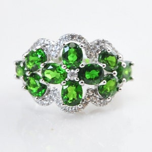 Designer 925 Sterling Silver Chrome Diopside CZ Cocktail Ring Size 5