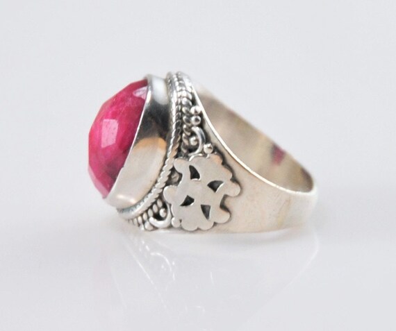 Natural Ruby Sterling Silver Saddle Ring - image 4