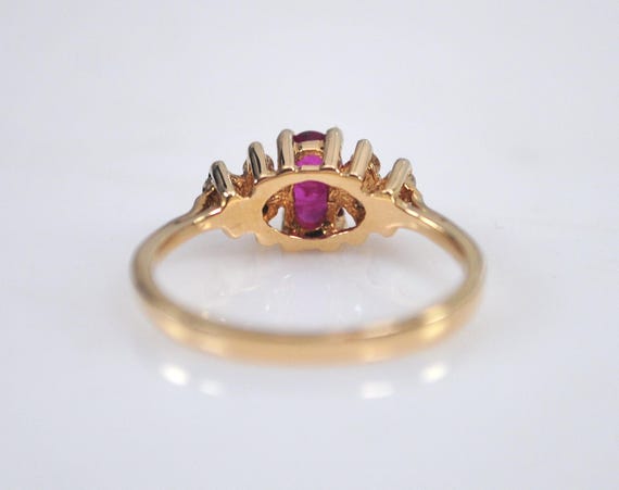 Small Size 14K Gold Ruby Diamond Ring - image 6