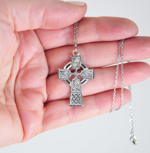 Designer Sterling Silver Celtic Cross Pendant Nec… - image 6