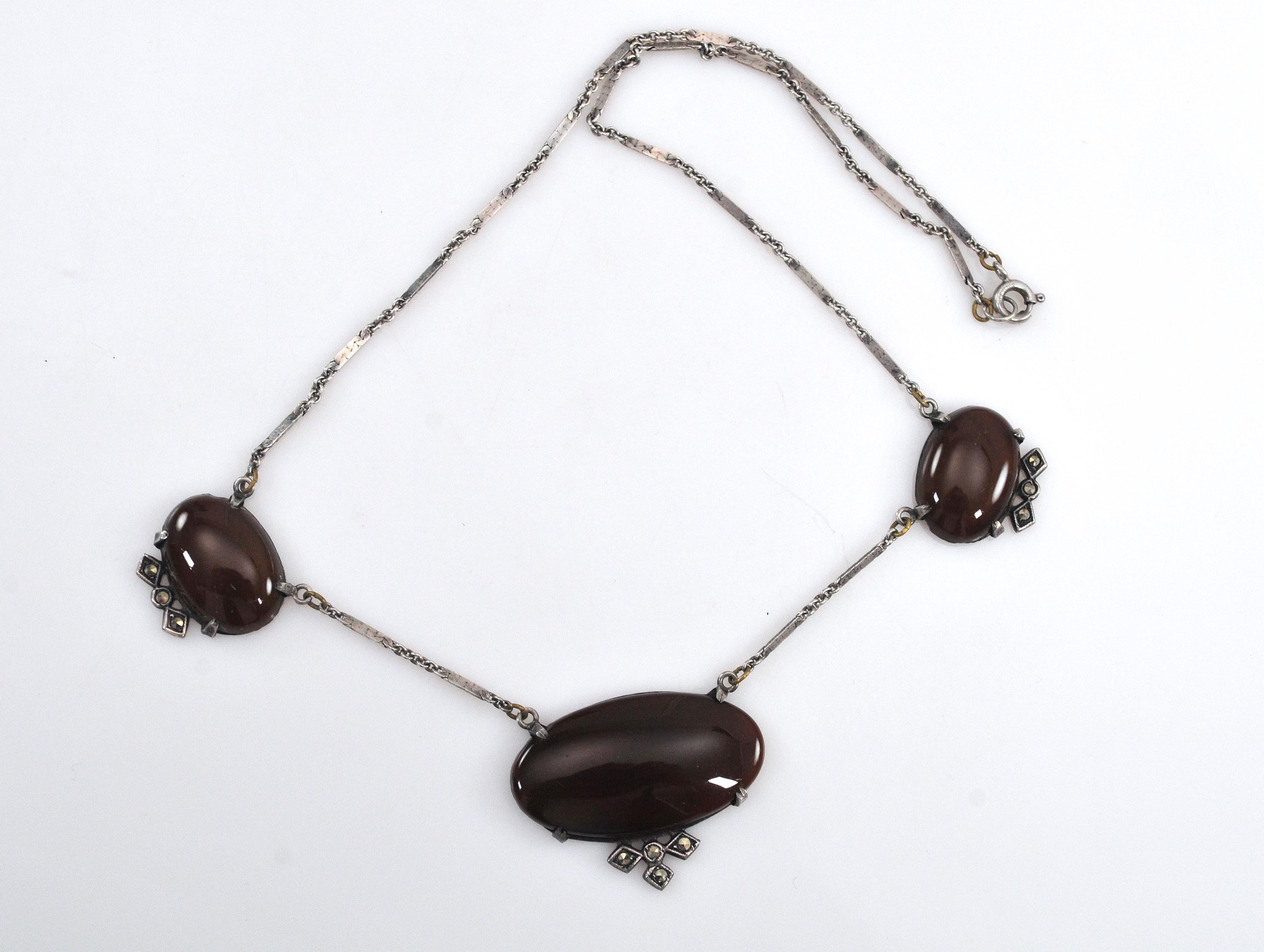 Art Deco Sterling Silver Carnelian Choker Necklace - Etsy
