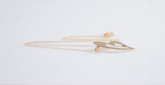 14K Gold Diamond Heart Choker Necklace - image 6
