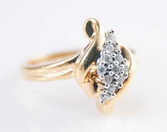 ガーリー 洋書 金 インテリア 限定値下げ Designer 14K Yellow Gold 1/5ct Genuine Diamond Ring Size 3 1