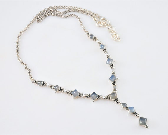 Adjustable Sterling Silver Chalcedony Y Necklace - image 2