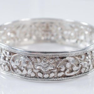 Wide Vintage Sterling Silver Bangle Bracelet