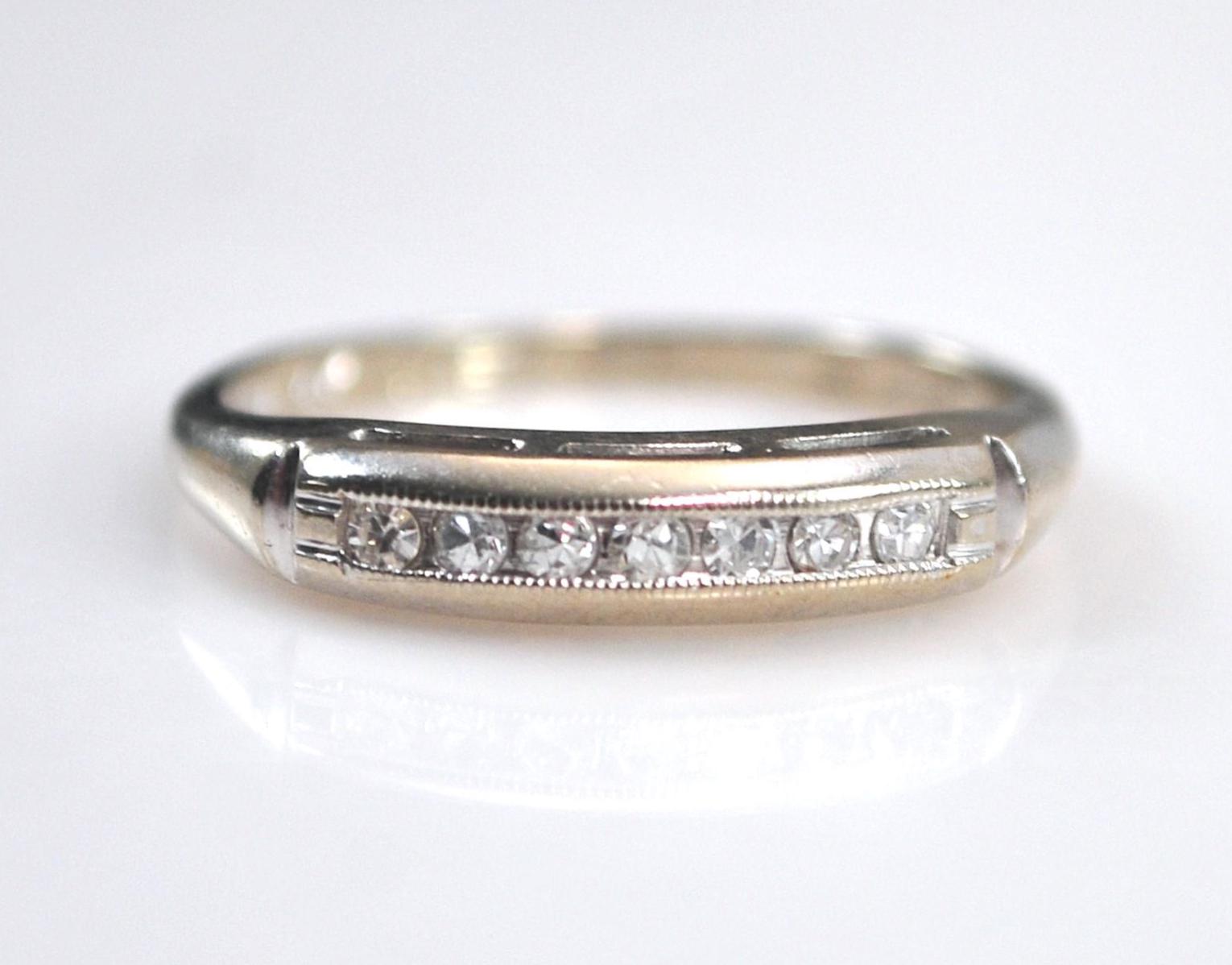 Vintage 14K White Gold Diamond Band Ring - Etsy