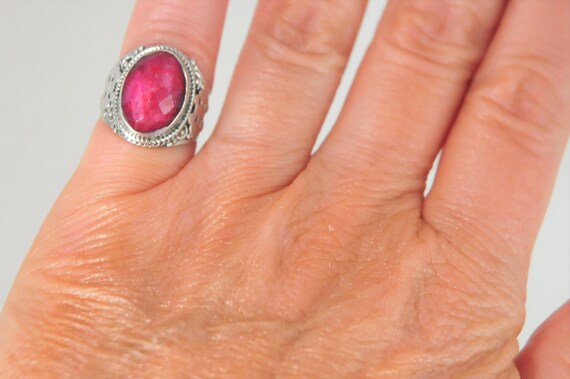 Natural Ruby Sterling Silver Saddle Ring - image 8