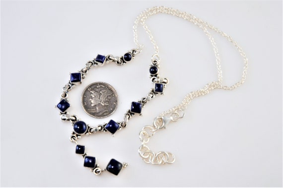 Adjustable Sterling Silver Lapis Y Necklace - image 5