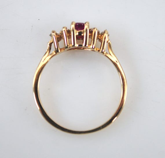 Small Size 14K Gold Ruby Diamond Ring - image 7