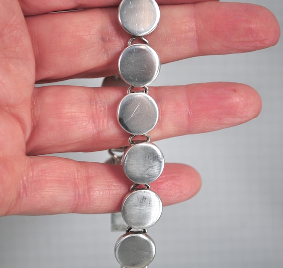 Heavy Signed Sterling Silver Circle Bracelet - image 7