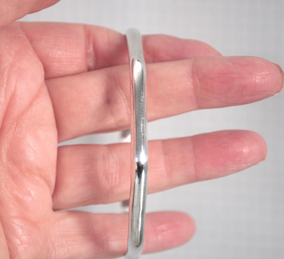 Vintage Octagonal Solid Sterling Silver Bangle Br… - image 5