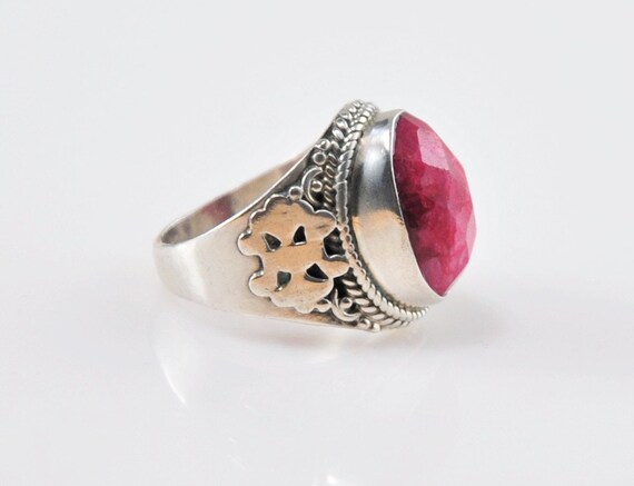 Natural Ruby Sterling Silver Saddle Ring - image 6
