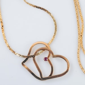 Vintage Gold Filled Ruby Heart Necklace