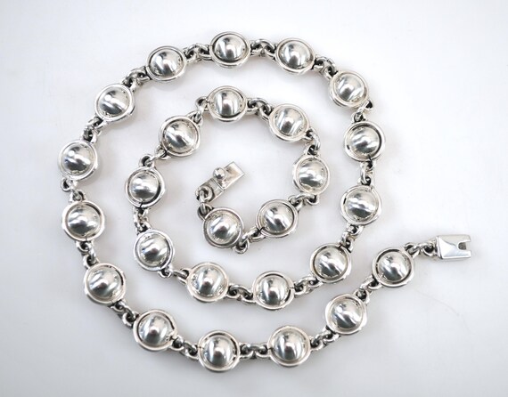Heavy Sterling Silver Dome Circle Necklace