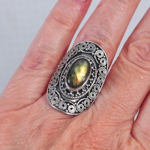 Sterling Silver Green Labradorite Ring