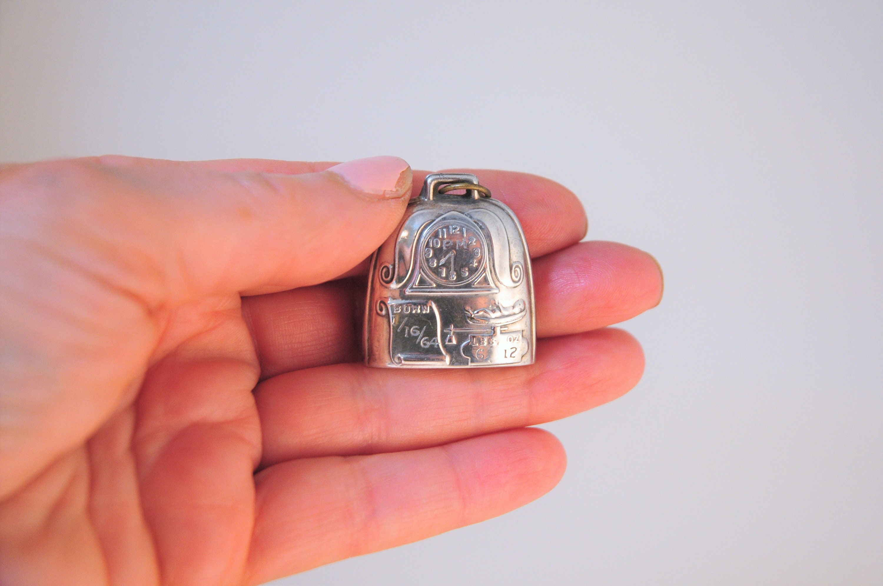 Vintage Sterling Silver Birth Record Bell Baby Rattle | Etsy