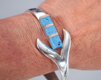 Turquoise 950 Sterling Bracelet Bangle Cuff Silver Mexico Mexican