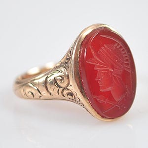 Antique 10K Gold Carnelian Intaglio Ring
