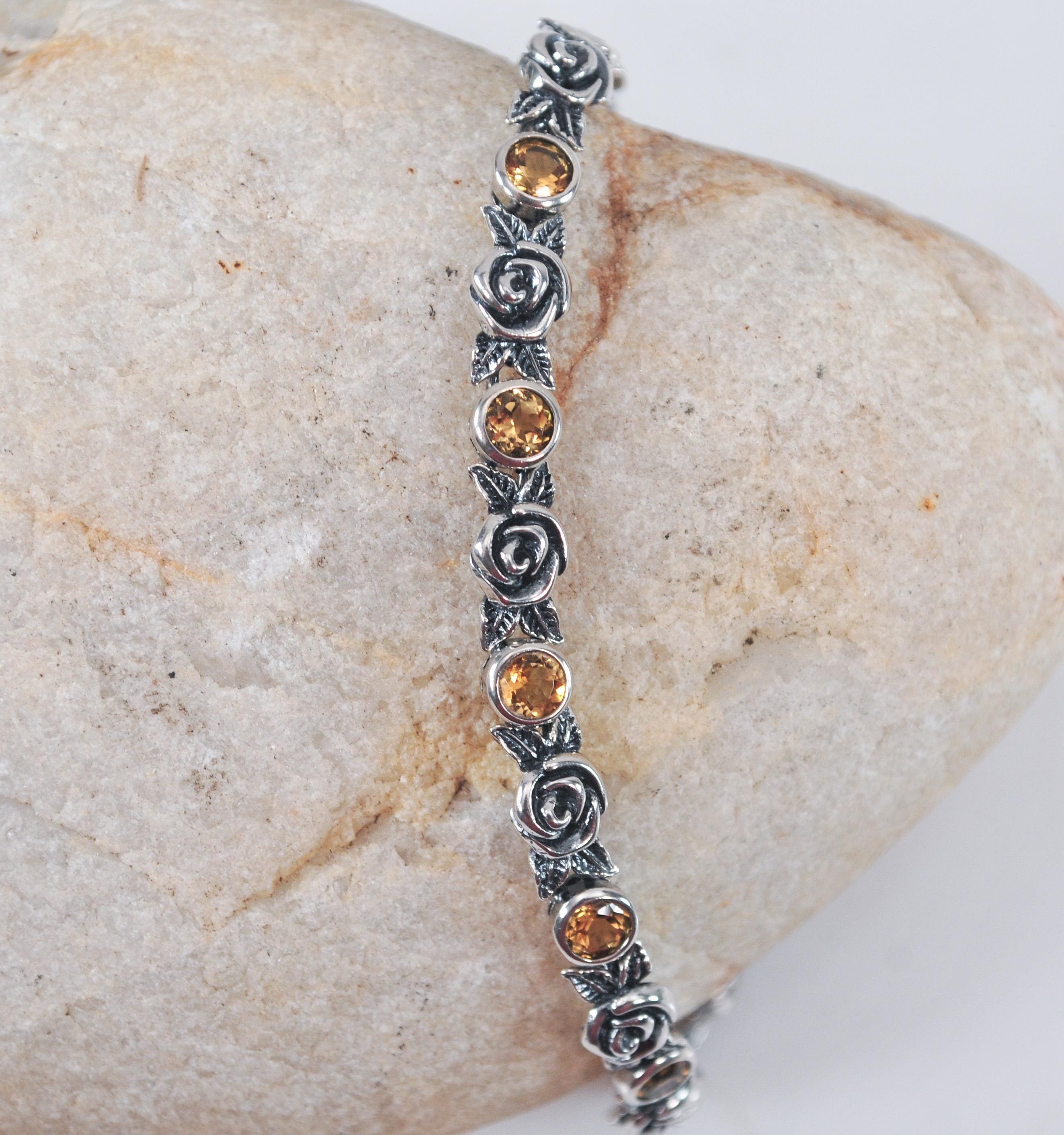 Or PAZ Creations Sterling Silver Citrine Rose Tennis Bracelet - Main Image