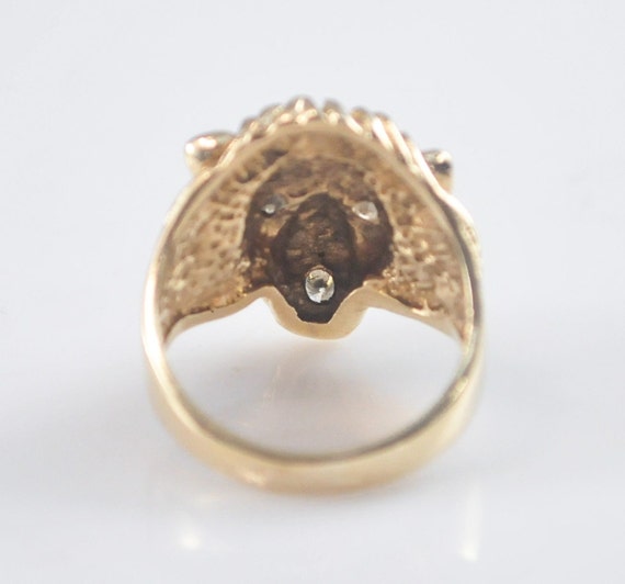 14K Gold Diamond Lion Head Ring - image 5