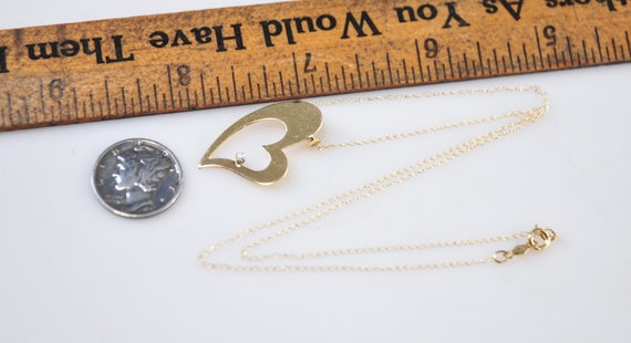 14K Gold Diamond Heart Choker Necklace - image 4