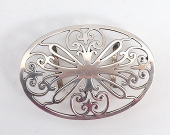 Vintage Signed Sterling Silver Belt Sash Slide Buckle