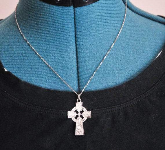 Designer Sterling Silver Celtic Cross Pendant Nec… - image 7