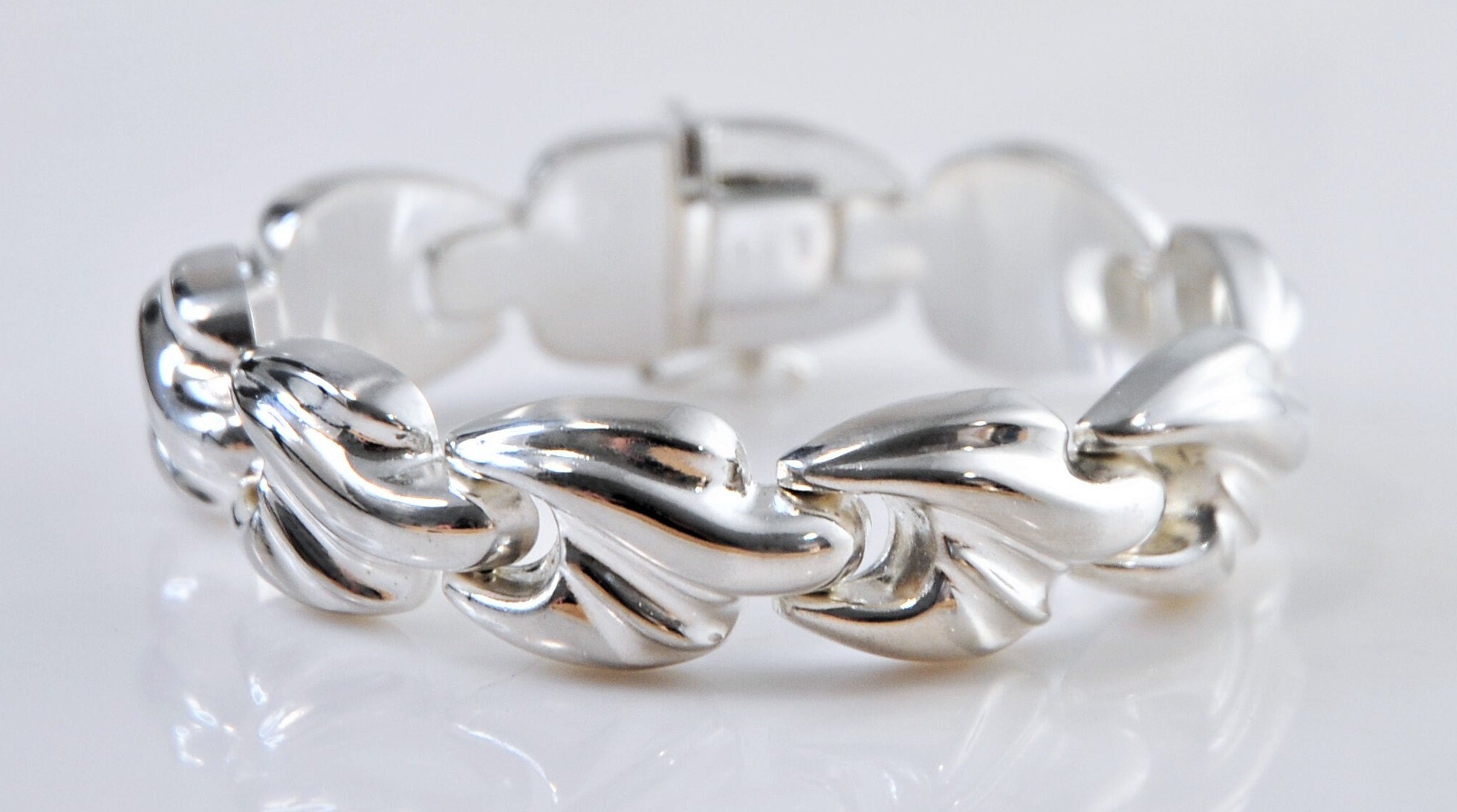 Heavy 925 Italy Puffed Link Bracelet 30 Grams - Etsy