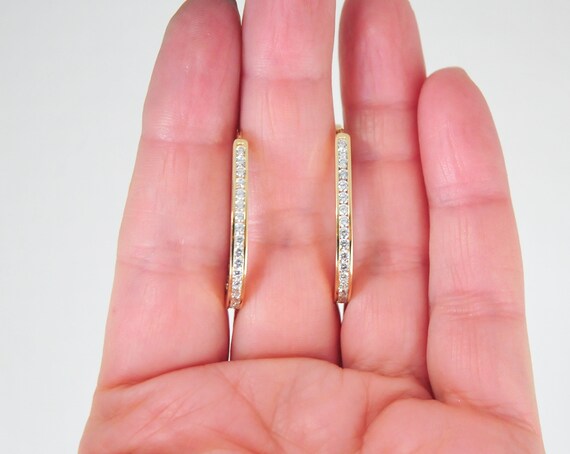 14K Gold CZ Inside Out Earrings - image 8