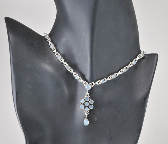 Adjustable Sterling Silver Chalcedony Y Necklace - image 1