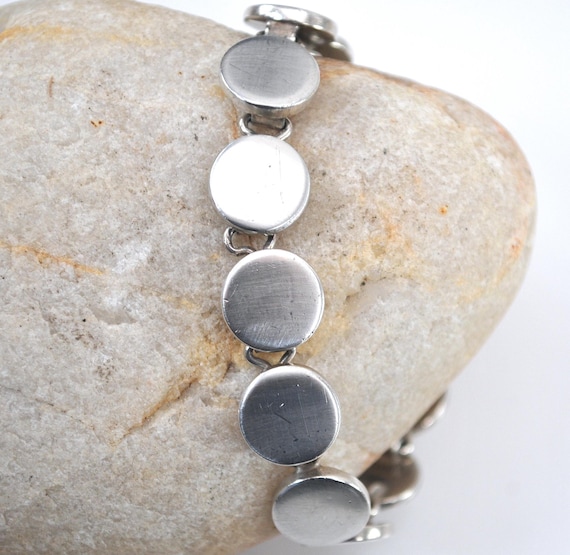 Heavy Signed Sterling Silver Circle Bracelet - image 1