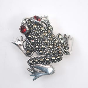 Sterling Silver Marcasite Frog Brooch