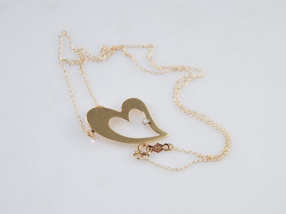 14K Gold Diamond Heart Choker Necklace - image 5