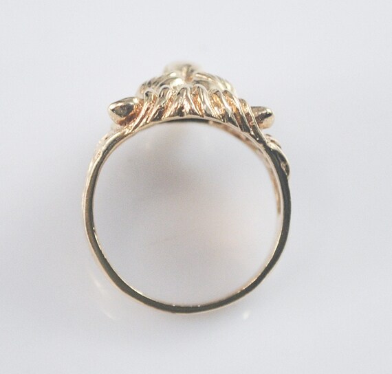 14K Gold Diamond Lion Head Ring - image 6