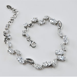 Ornate 925 Marquise CZ Bracelet