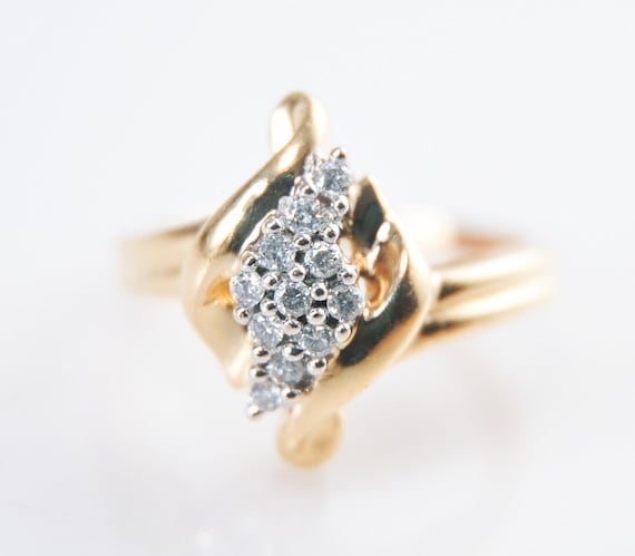 Designer 14K Yellow Gold 1/5ct Genuine Diamond Ring Size 3 1