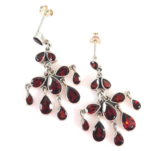 Doug Paulus Sterling Silver Garnet Chandelier Earrings