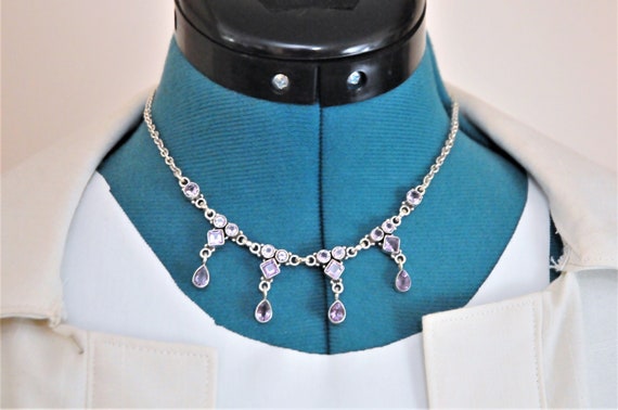 Sterling Silver Amethyst Bib Choker Necklace - image 8