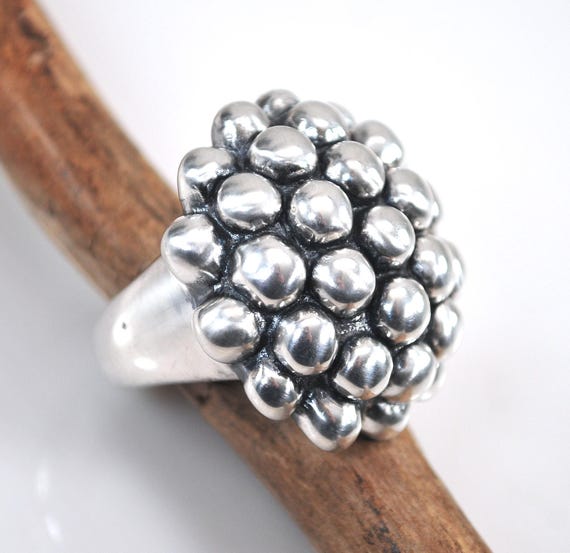 Signed Sterling Silver Chunky Ring - image 2