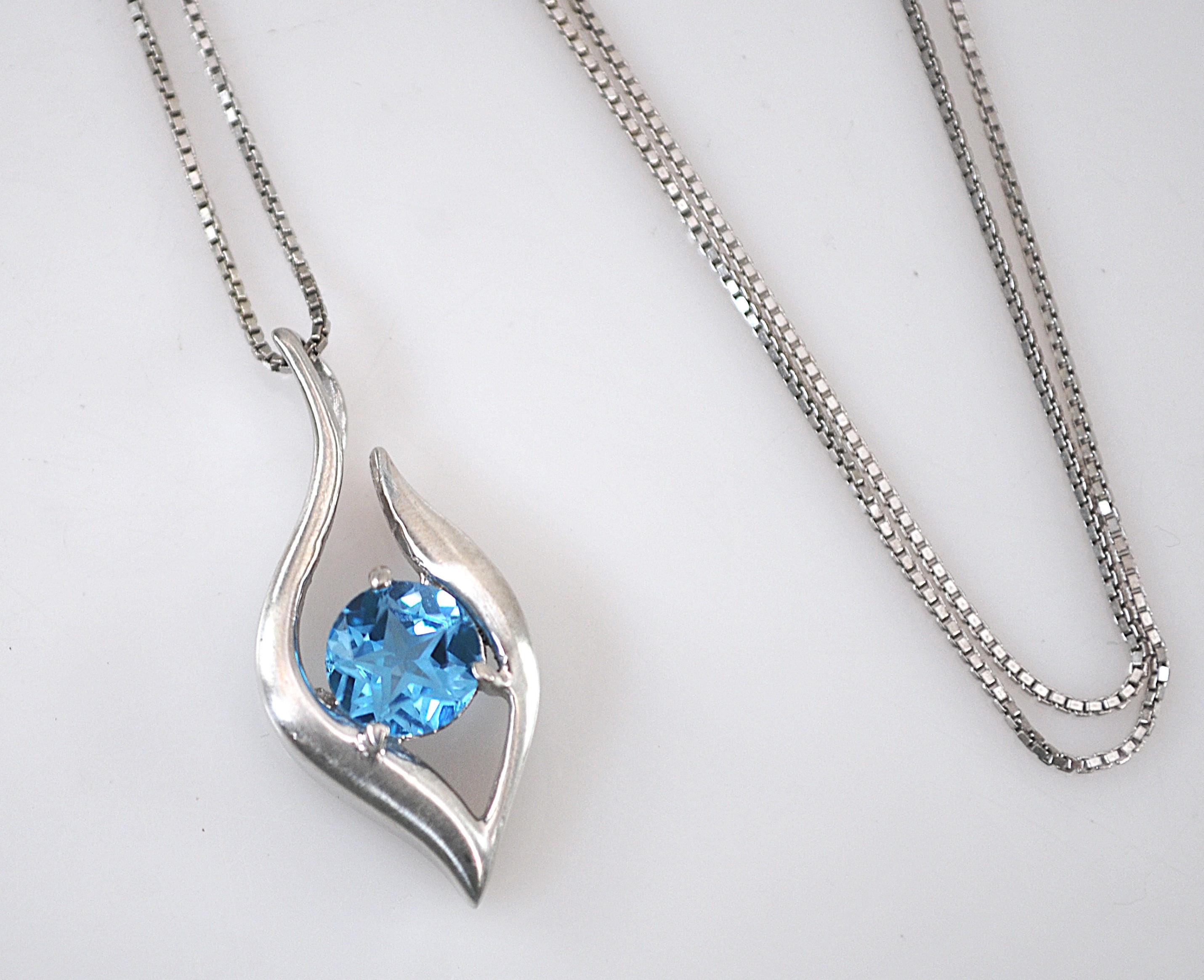 Signed Sterling Silver Star Blue Stone Necklace - Etsy