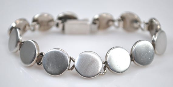 Heavy Signed Sterling Silver Circle Bracelet - image 2