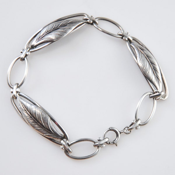 Vintage BA Ballou Sterling Silver Leaf Bracelet