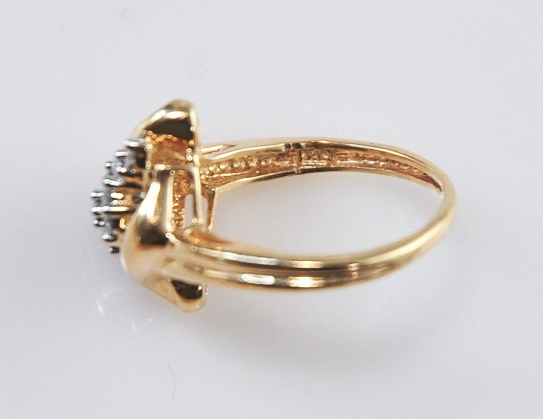 ガーリー 洋書 金 インテリア 限定値下げ Designer 14K Yellow Gold 1/5ct Genuine Diamond Ring Size 3 1